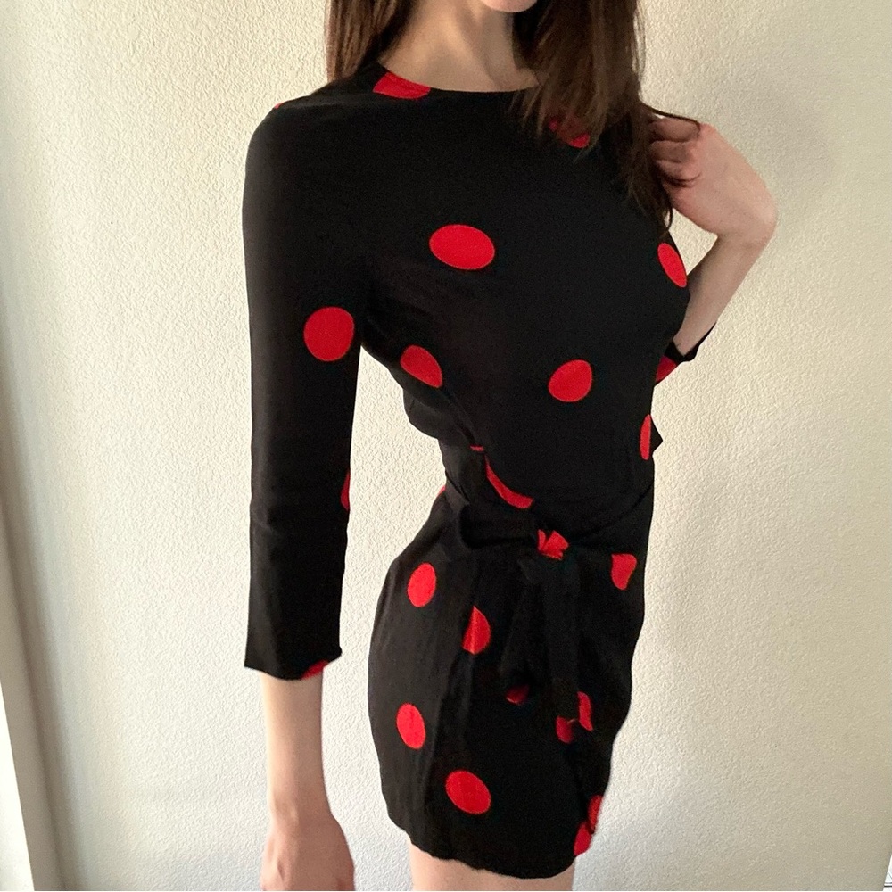 Reformation polka dot wrap mini dress - Reserved